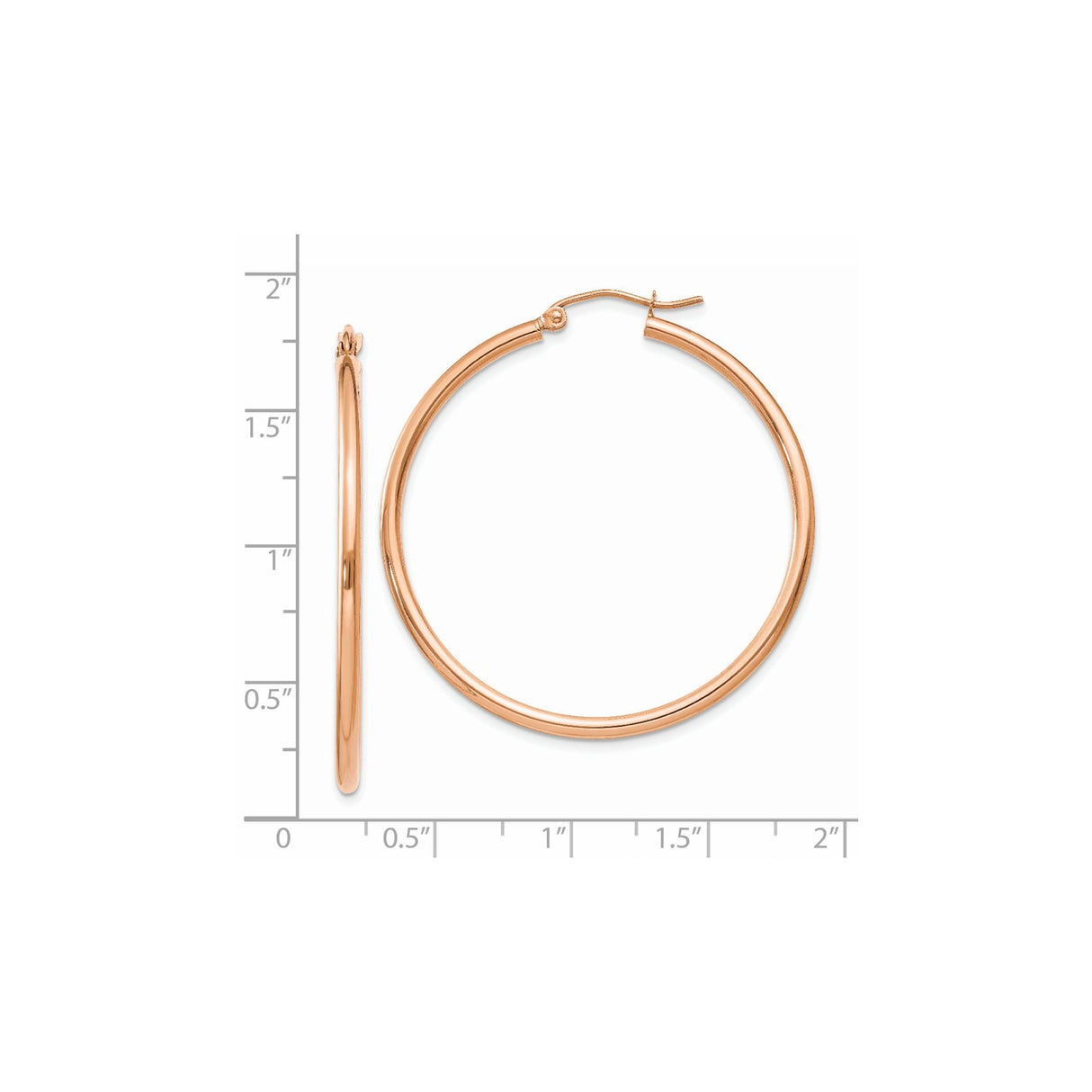 14k Rose Gold Hoop Earrings, Lightweight Thin Round Design with Polished Finish for Women