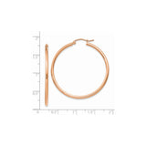 14k Rose Gold Hoop Earrings, Lightweight Thin Round Design with Polished Finish for Women