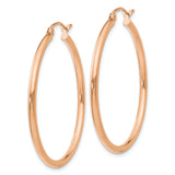 14k Rose Gold Hoop Earrings, Hinged Clasp, Polished Minimalist Design for Women