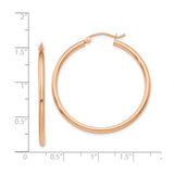 14k Rose Gold Hoop Earrings, Hinged Clasp, Polished Minimalist Design for Women