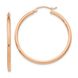 14k Rose Gold Hoop Earrings, Hinged Clasp, Polished Minimalist Design for Women