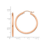 14k Rose Gold Hoop Earrings, Medium Smooth Polished Finish, Lightweight Minimalist Style