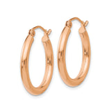 14k Rose Gold Hoop Earrings, Smooth Polished Finish, Classic Minimalist Style for Women