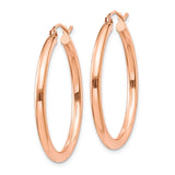 14k Rose Gold Hoop Earrings, Medium Size with Polished Finish and Latch Back Closure