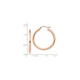14k Rose Gold Hoop Earrings, Medium Size with Polished Finish and Latch Back Closure