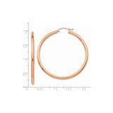 14k Rose Gold Hoop Earrings, Classic Round Polished Lightweight Design for Women