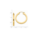 14k Yellow Gold Hoop Earrings, Classic Round Tube Design, Lightweight High Polish Finish