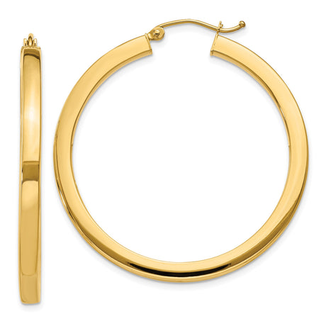 14k Yellow Gold Hoop Earrings, Classic Polished Round Hoops, Lightweight Everyday Style