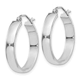 14k White Gold Hoop Earrings, Polished Finish, Hinged Closure, Classic Minimalist Style