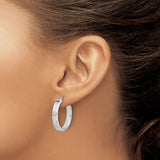 14k White Gold Hoop Earrings, Polished Finish, Hinged Closure, Classic Minimalist Style