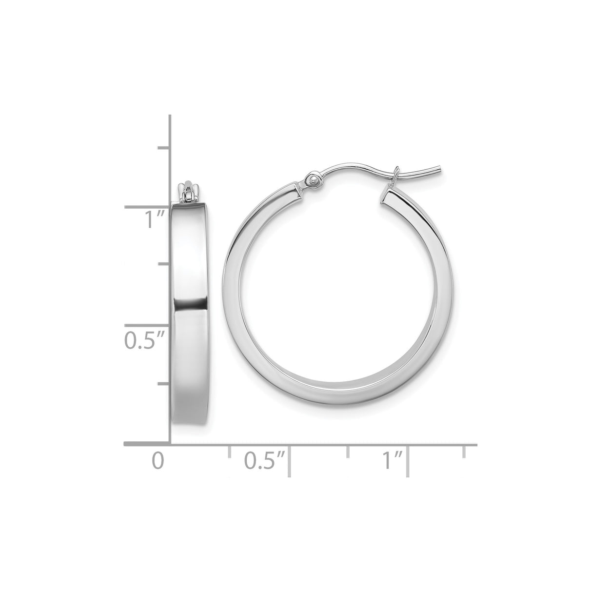 14k White Gold Hoop Earrings, Polished Finish, Hinged Closure, Classic Minimalist Style