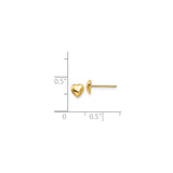 14k Yellow Gold Heart Stud Earrings, Polished Puffed Heart Design, Minimalist Style for Women