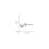 14k White Gold Heart Stud Earrings, Polished Puffed Heart Design for Women