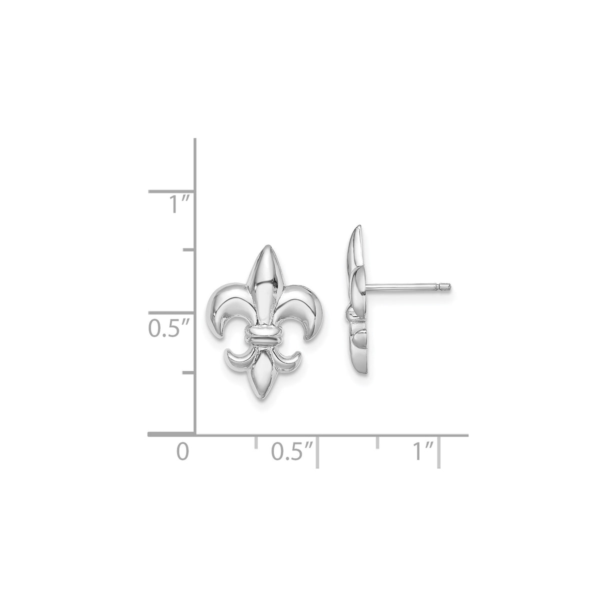 14k White Gold Fleur-de-Lis Stud Earrings, French Heritage Floral Design