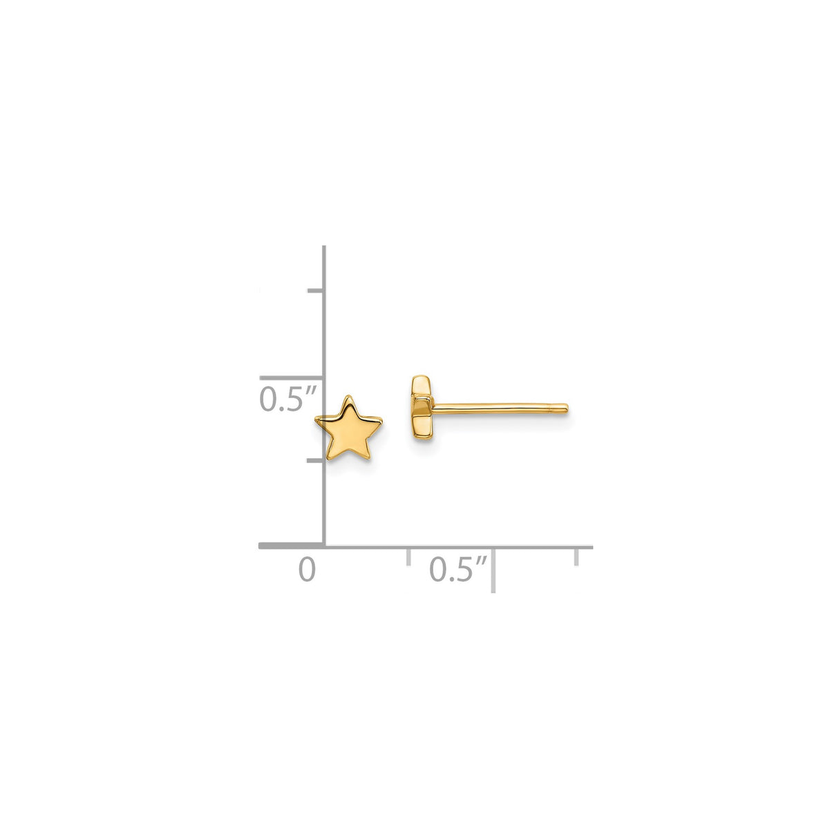 14k Yellow Gold Star Stud Earrings, Polished Five-Point Celestial Design for Women