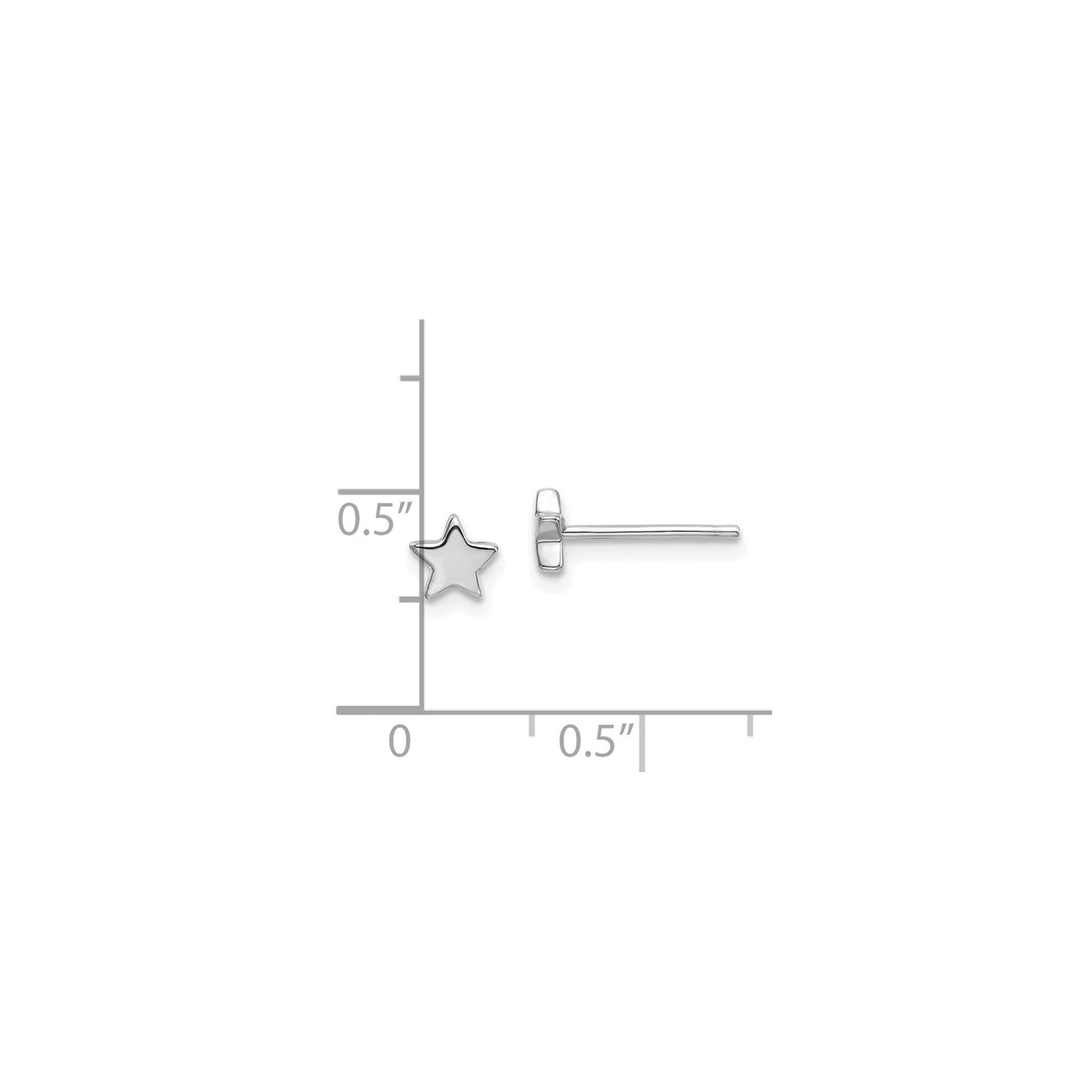 14k White Gold Star Stud Earrings, Minimalist Five Point Design for Women and Teens