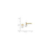 14k Yellow Gold Star Stud Earrings with White Pearl Accents, Celestial Mini Star Design