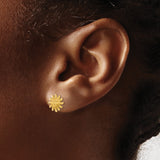 14k Yellow Gold Sun Face Stud Earrings, Celestial Motif, Boho Festival Style