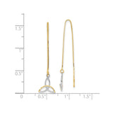 14k Yellow Gold Celtic Trinity Knot Threader Earrings, Two-Tone Dangle Design