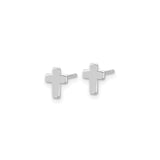 14k White Gold Cross Stud Earrings, Simple Christian Jewelry for Women