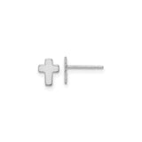 14k White Gold Cross Stud Earrings, Simple Christian Jewelry for Women