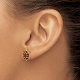 14k Yellow Gold Turtle Stud Earrings with Brown Enamel Shell, Sea Turtle Motif Jewelry