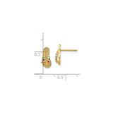 14k Yellow Gold Flip-Flop Stud Earrings with Colorful Enamel Accents, Beach Vacation Style