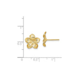 14k Yellow Gold Plumeria Flower Stud Earrings, Botanical Floral Design for Women