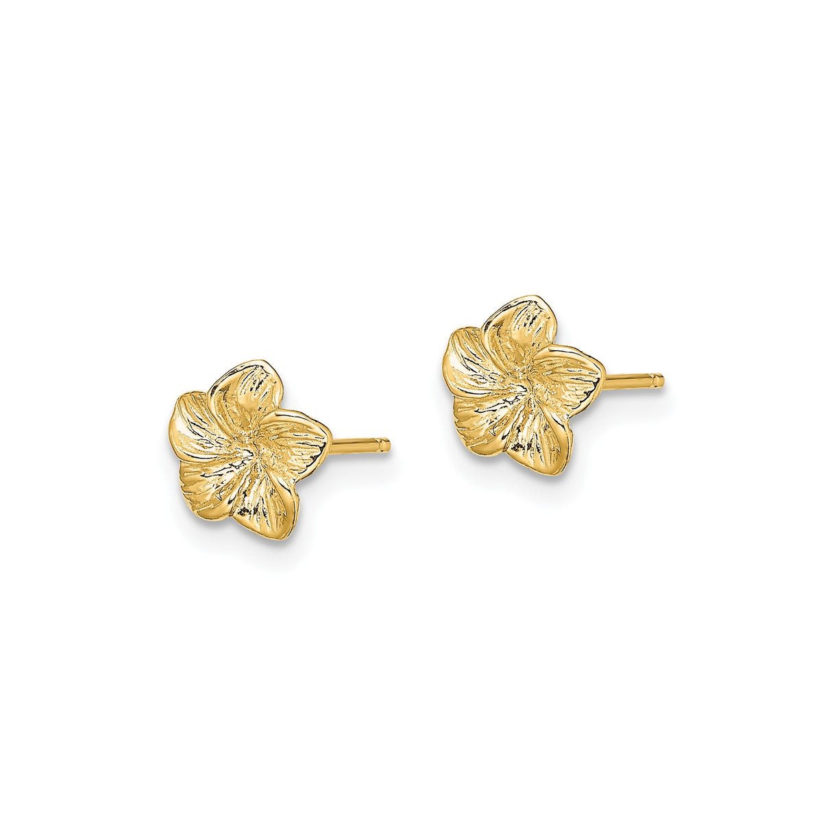 14k Yellow Gold Flower Stud Earrings, Five Petal Floral Design, Minimalist Botanical Style