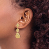 14k Yellow Gold Dangle Earrings with Starfish, Sand Dollar, and Seashell Charms, Nautical Style