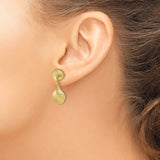 14k Yellow Gold Dangle Earrings with Double Scallop Shell Design, Coastal Theme Jewelry for Women
