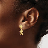 14k Yellow Gold Dangle Earrings with Textured Starfish Charm and Seashell Stud, Nautical Beach Style