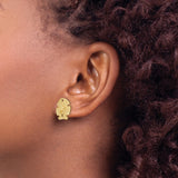 14k Yellow Gold Sand Dollar Stud Earrings, Nautical Coastal Theme for Women