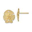 14k Yellow Gold Sand Dollar Stud Earrings, Nautical Coastal Theme for Women