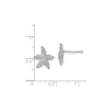 14k White Gold Starfish Stud Earrings with Textured Coastal Design for Women
