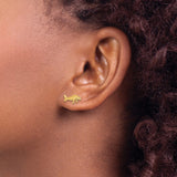 14k Yellow Gold Humpback Whale Stud Earrings, Nautical Ocean Animal Jewelry for Women and Unisex