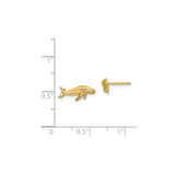 14k Yellow Gold Humpback Whale Stud Earrings, Nautical Ocean Animal Jewelry for Women and Unisex