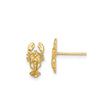 14k Yellow Gold Lobster Stud Earrings, Nautical Marine Theme Ocean Jewelry for Women or Unisex Wearers
