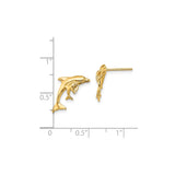 14k Yellow Gold Dolphin Stud Earrings, Nautical Animal Jewelry for Women