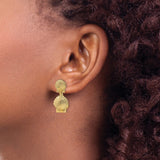 14k Yellow Gold Dangle Earrings with Double Scallop Seashell Design, Nautical Style Jewelry for Women