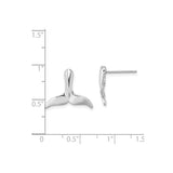 14k White Gold Whale Tail Stud Earrings, Ocean Inspired Nautical Style for Women