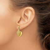 14k Yellow Gold Dangle Earrings with Conch Shell Charms, Nautical Coastal Beach Theme Jewelry