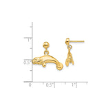 14k Yellow Gold Manatee Dangle Earrings, Polished Sea Cow Charms, Ocean Wildlife Theme