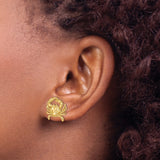 14k Yellow Gold Crab Stud Earrings, Nautical Style with Cancer Zodiac Symbol for Women