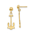 14k Yellow Gold Anchor Dangle Earrings, Nautical Stud Design for Women