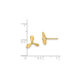 14k Yellow Gold Propeller Stud Earrings, Nautical Marine Theme, Unisex Coastal Style