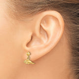 14k Yellow Gold Manatee Dangle Earrings, Detailed Marine Animal Charms, Sea Life Design