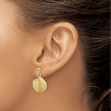 14k Yellow Gold Seashell Drop Earrings with Clamshell Charms, Ocean Inspired Design