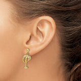 14k Yellow Gold Palm Tree Dangle Earrings with Tropical Island Design for Women