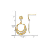 14k Yellow Gold Drop Earrings with Openwork Circular Filigree and Hammered Texture